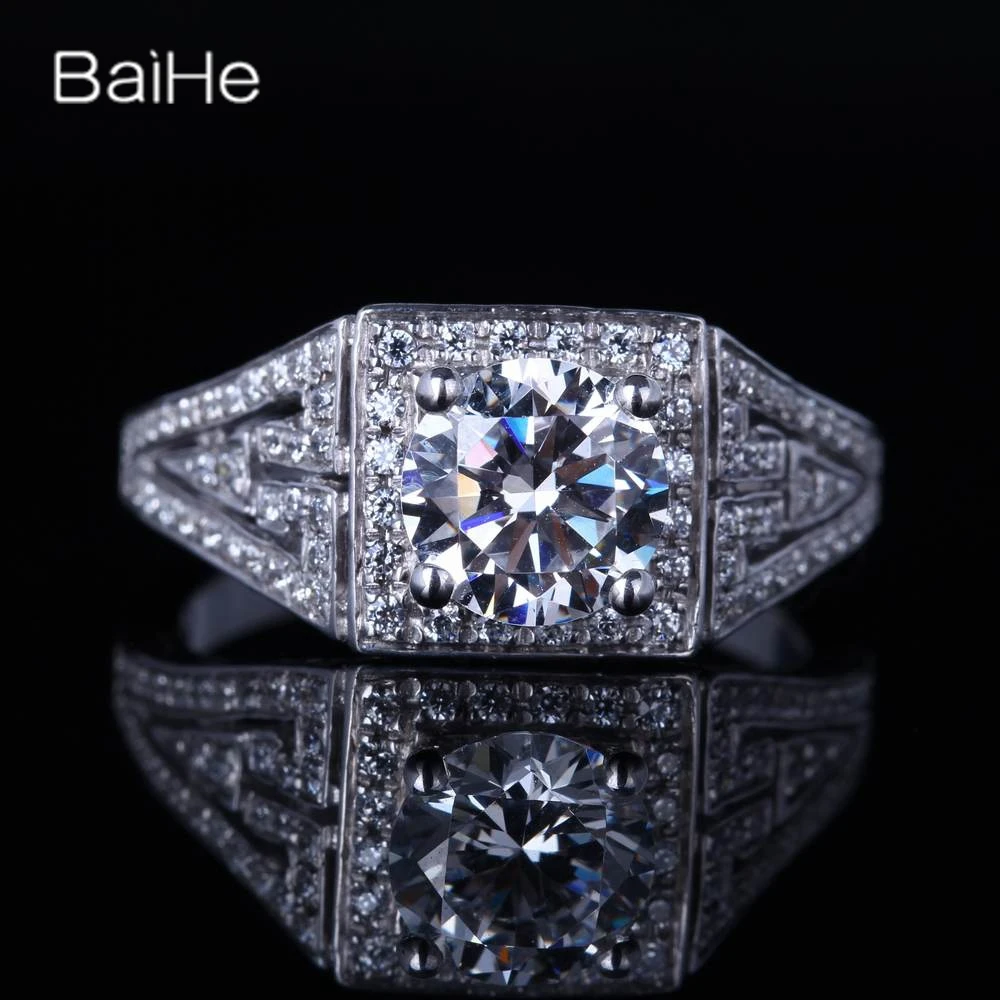 

BAIHE Solid 14K White Gold Cubic Zirconia Ring Party Men Women Fine Jewelry Cute/Romantic Kubinis cirkonio žiedas Anneau Anillo