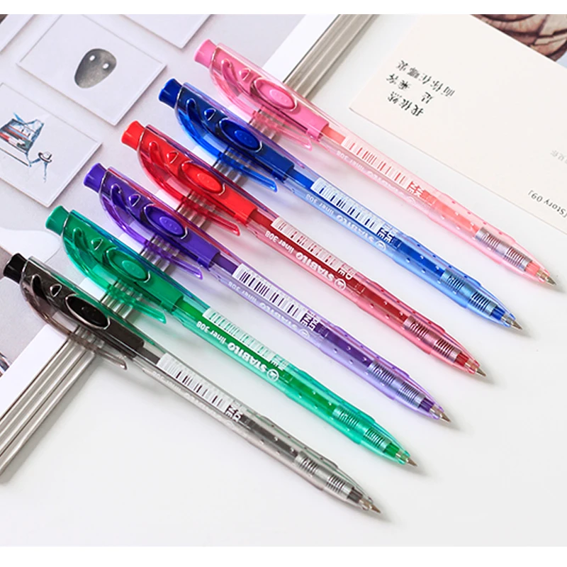 1pcs STABILO 308 Color Ballpoint Pen 0.38mm Ultra-thin Nib Student Test Button Retractable Ballpoint Pen Import Office Oil Pen