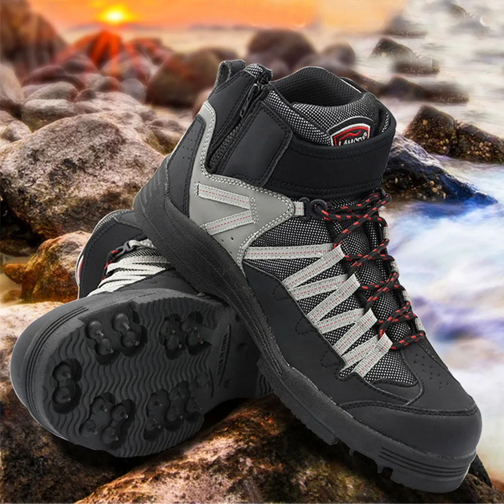 

Fly Fishing Shoes 2020 New Upstream Boots Rubber Sole With Nails Professional Self Locking Waders Climbing Hiking Skid-proof