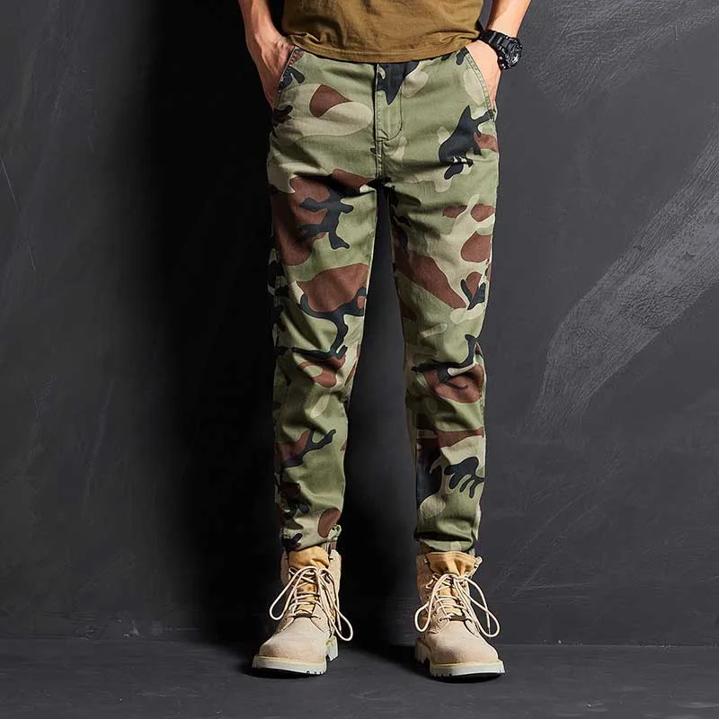 Fashion Camo Joggers Pants Men Casual Taper Fit Military Army Trousers Cargo Pants Man Clothing