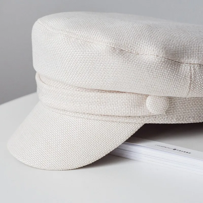Fashion Spring Summer Military Hat Sailor Hat for Women Black White Flat Top Female Travel Cadet Hat Captain Cap