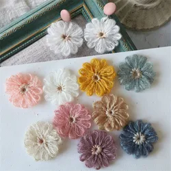 20Pcs 40mm Knitting Flower Applique Ornaments DIY Craft Supplie Earrings Hairpin Jewelry Clothing Accessories Handmade Materials