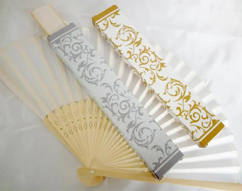 

Silk Folding Hand Fan Box In Elegant Gift Box Wedding Gifts Beige Black Pink Marriage Birthday Party Favor(just Sell Fan Box)