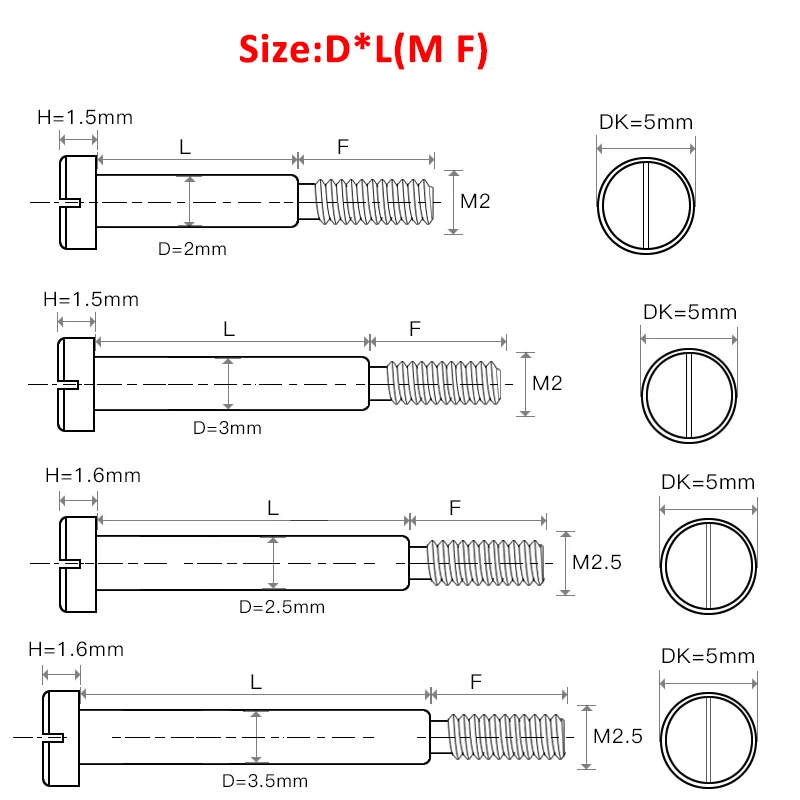 1PCS M3 M4 M5 Slotted Plug Screw Partial Thread Shoulder Screws Bolt 303 Stainless Steel