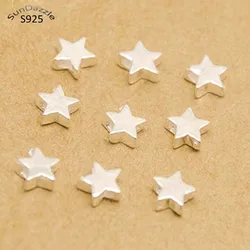 Genuine Real Pure Solid 925 sterling silver Beads Pentagram Loose Spacer Star Bead Spacers Bracelet Necklace Jewelry Making