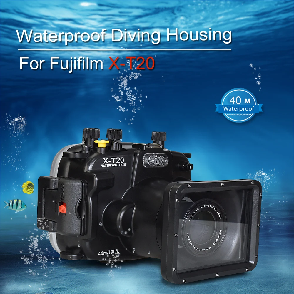 

130ft/40m Waterproof Underwater Housing Camera Diving Case for Fujifilm fuji X-T10 XT10 X-T20 XT20 16-50mm Lens Bag Cover