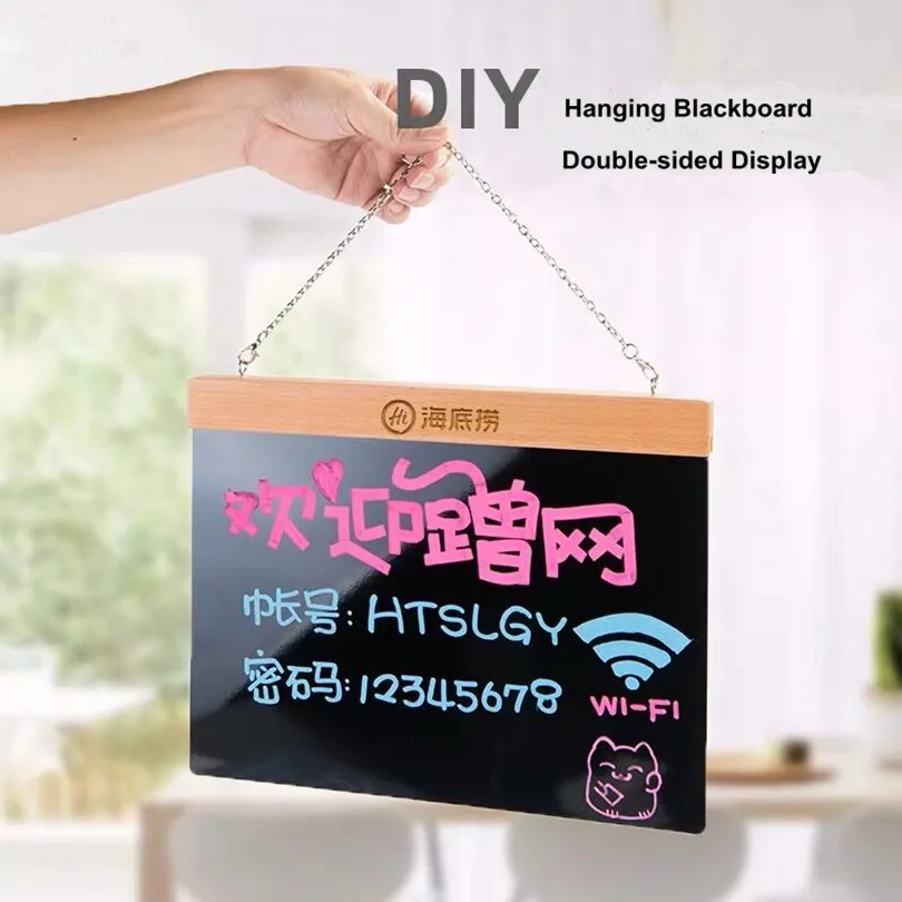 

A4 210x297mm DIY Chalkboard Wooden Door Open Close Notice Sign Name Plaque Message Hanging Sign Holder Board