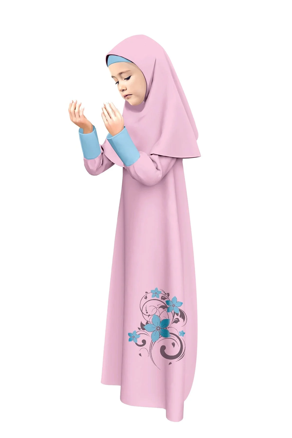 GIRL KID 'S PRAYER DRESS Ramadan one-piece prayer Abaya dress Jilbab hijab dresses Robe hooded dress hijab long