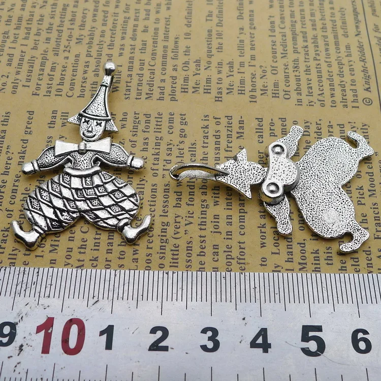 4Pieces 31x48mm Antique Silver Color Circus Clown Charms Pendant For Jewelry Making DIY Jewelry Findings