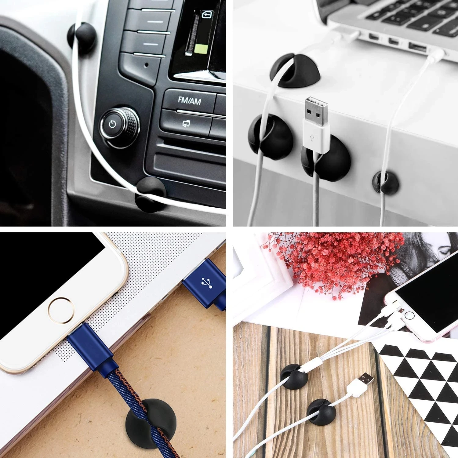 5/10/20PCS Cable Organizer Silicone USB Cable Winder Flexible Cable Management Clips Cable Holder For Mouse Headphone Earphone