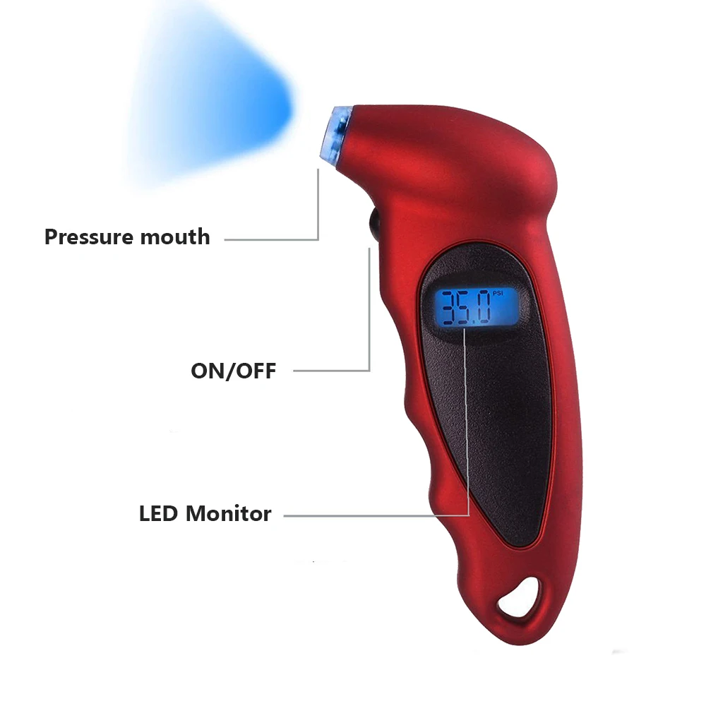 Portable Car Mini Digital Tire Gauge Mini Motorcycle Bike Tire Diagnostic Tool LCD Display Tire Pressure Tool Gauge PSI Kpa