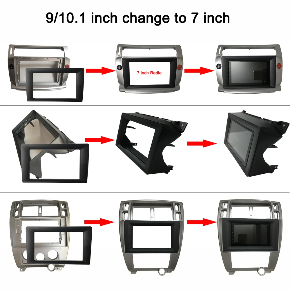 Universal Fascia 9/10 inch Frame change to 7 inch 2 Din Car Radio Fascia frame car DVD Dash Kit Installation Frame Trim Bezel