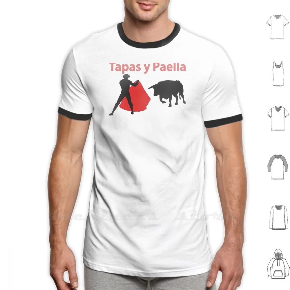 Camiseta con Tapas y Paella de algodón, 6Xl talla grande, para cocina, Chef, cocina, comida, barbacoa, parrilla, cena, restaurante