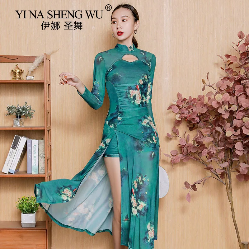 Chinese Classical Dance Modern Classical Dance Performance Clothes High Slit Cheongsam Practice Clothes Performance Clothes New