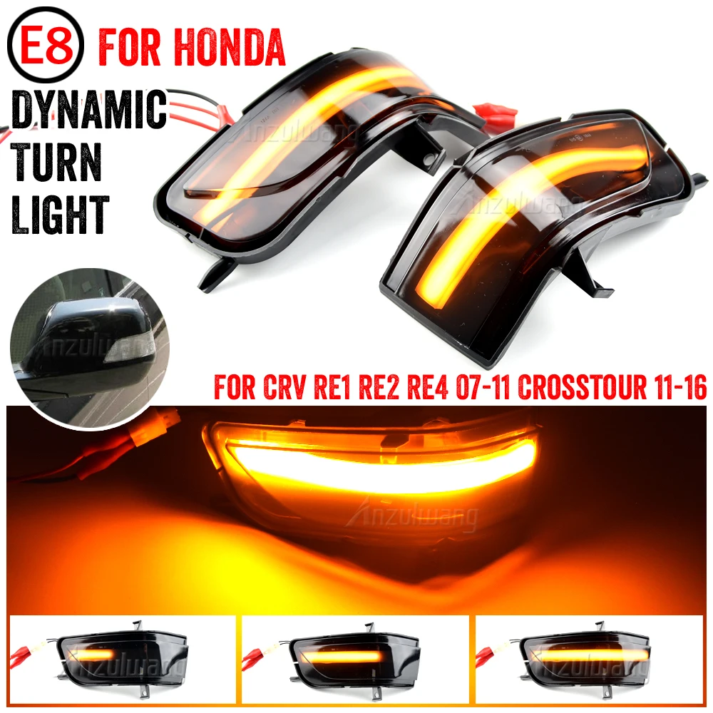 

Pair Dynamic LED Side Door Wing Turn Signal Light Mirror Indicator Lamp Blinker for Honda CRV CR-V 2007-2011 Crosstour 2011-2016