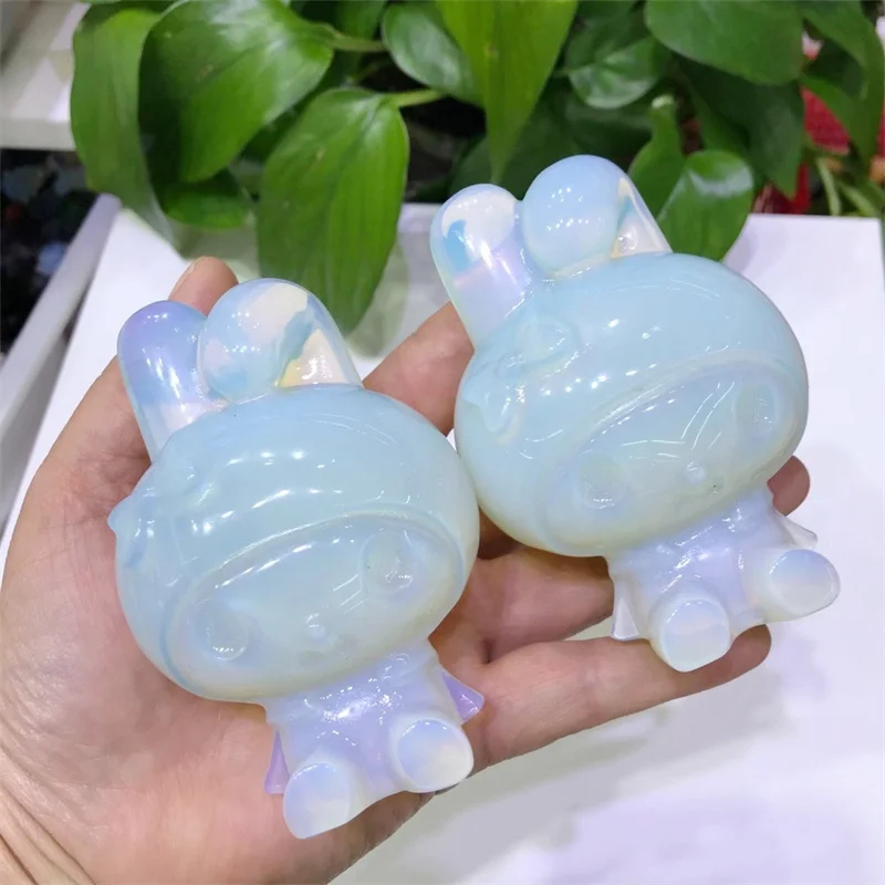 Free Shipping! Natural Opalite Cartoon Carvings Healing Crystal Hand Carving Nice Design Wholesale Price For Gifts And Decor