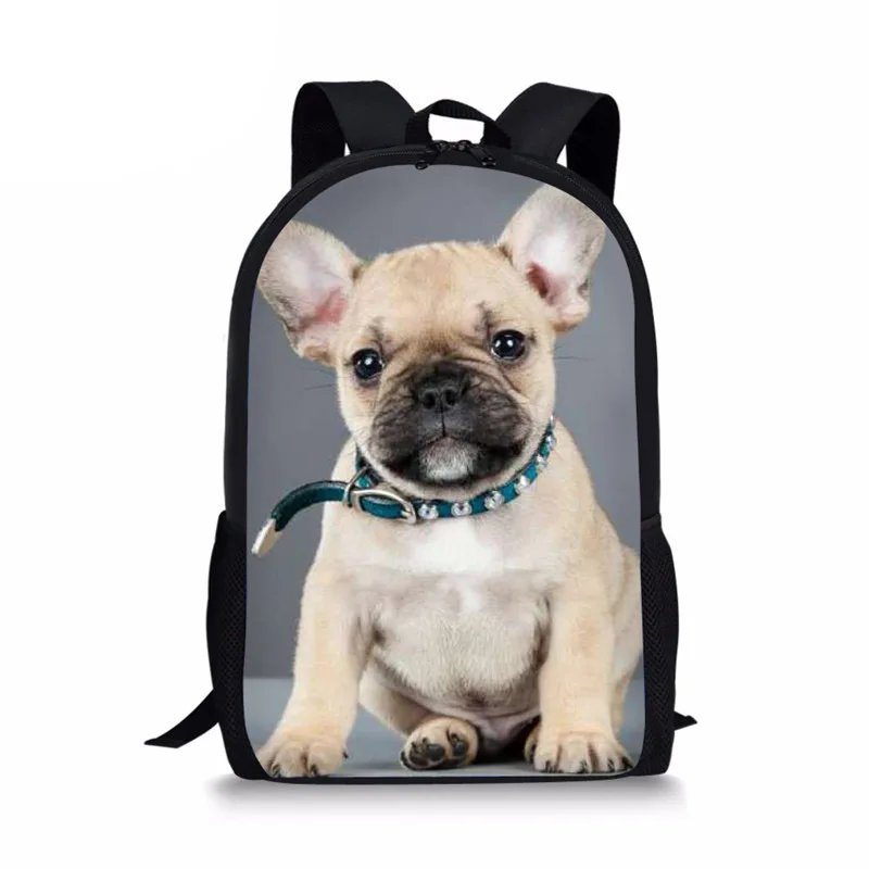 French Bulldog 3D Print School Bags Children Casual Schoolbags Book Rucksack Cute Animal Shoulder Backpack for Women