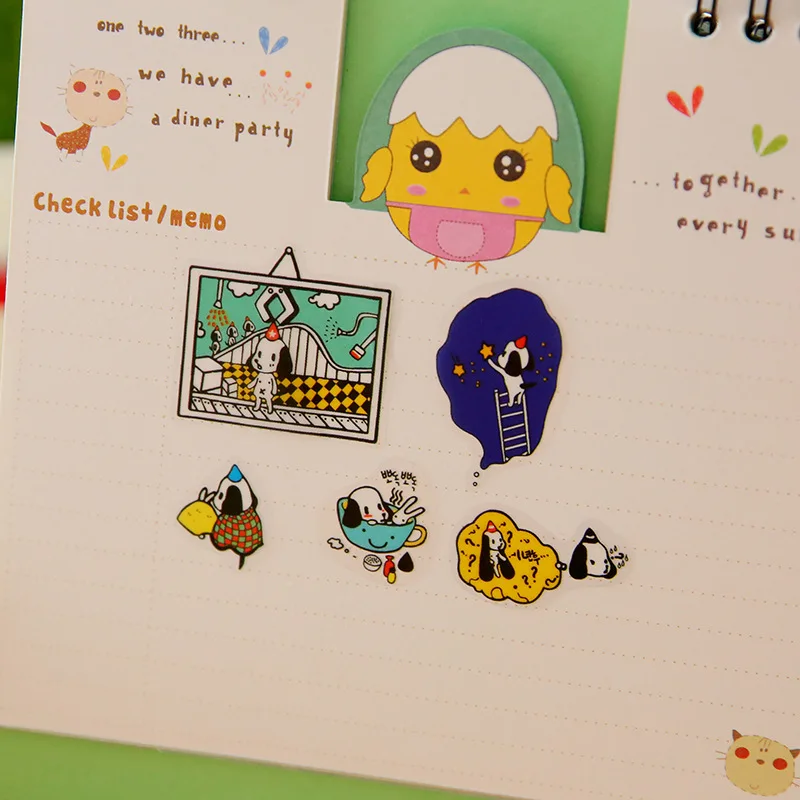 Kawaii Stationery Stickers Cute Transparent Student Diary  DIY Photo Album Decoration Hand Account Sticker 6 Sheets/Bag