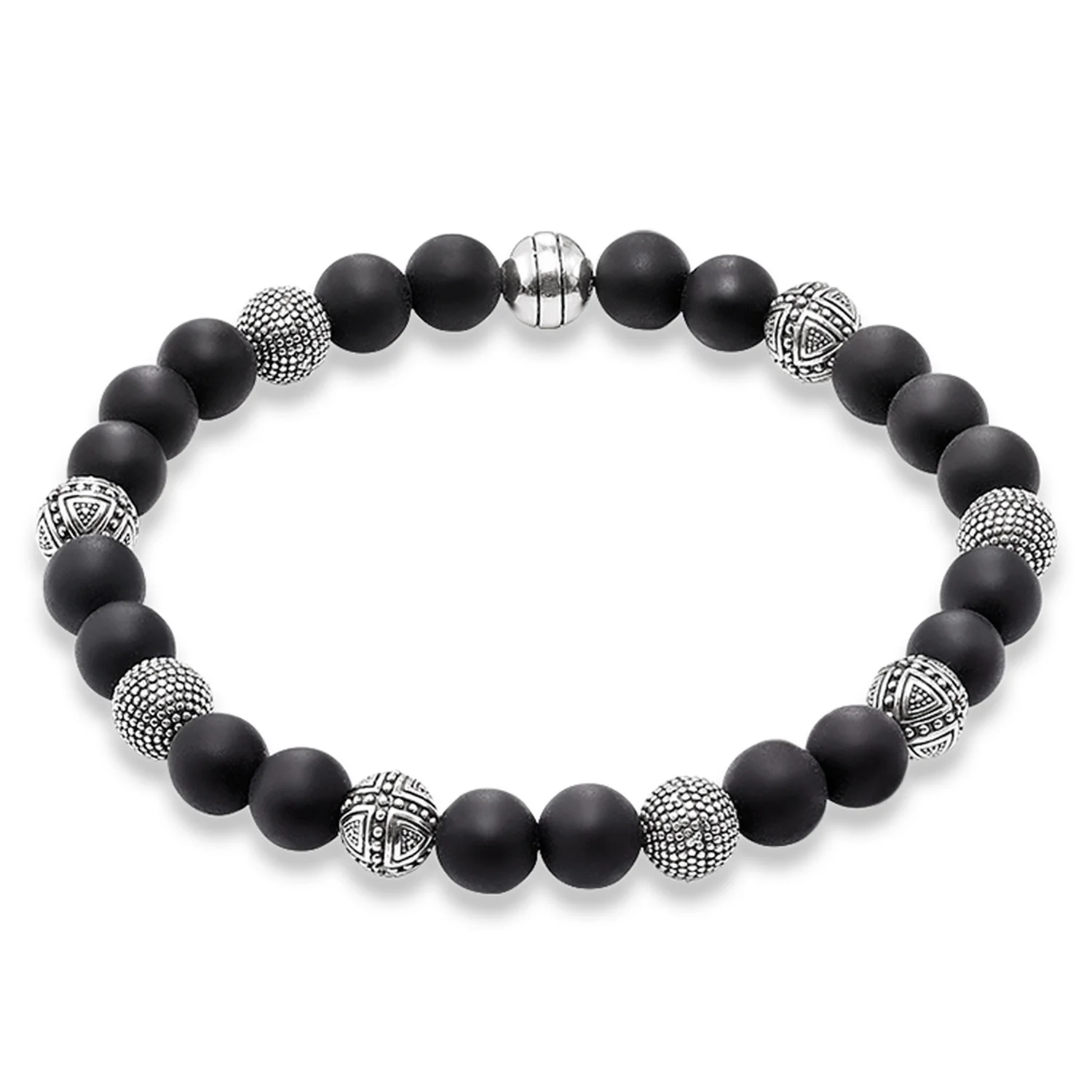 Bransoletka Hero Rebel Bead europa Style modna biżuteria na prezent dla mężczyzn i kobiet, w srebro i czarny obsydian — zdjęcie 2