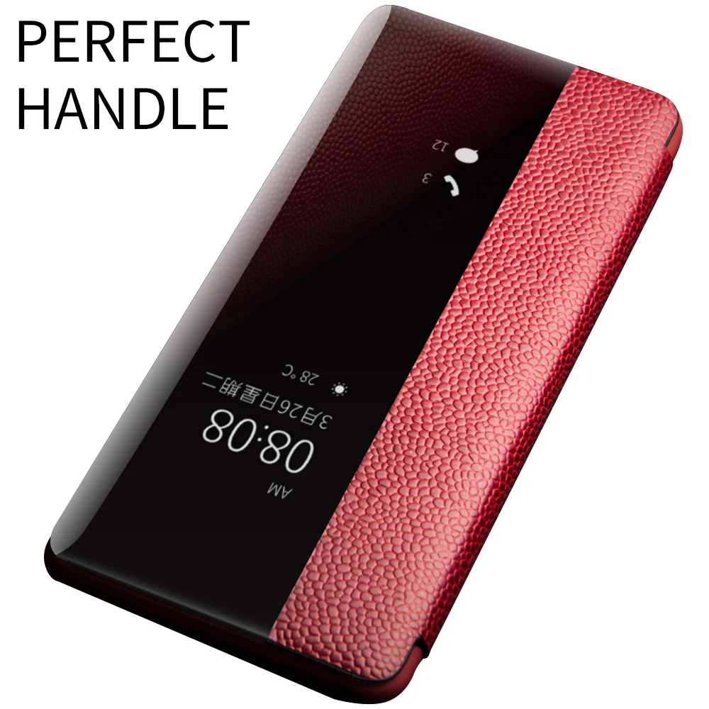 QIALINO Fashion Genuine Leather Flip Case for Huawei P30 Ultra Slim Phone Cover with Smart View for Huawei P30 Pro