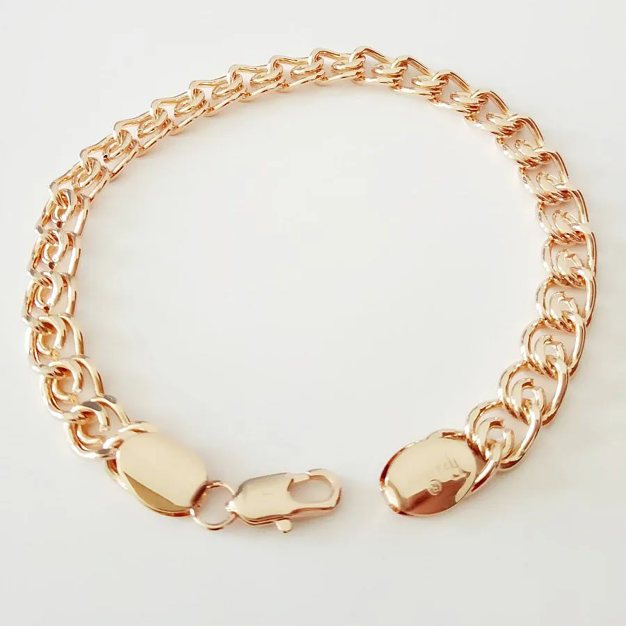 Luxury Elegant Bracelet Rose Gold Color Jewelry Trendy Hand Wide Catenary Link Bracelet Bangle 23CM Long Charm Men Bracelets