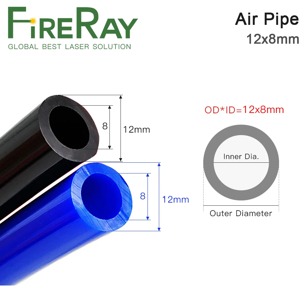 Fireray-空気管,直径8mm,12x8mm,エアコンプレッサー用puチューブ,レーザー彫刻機
