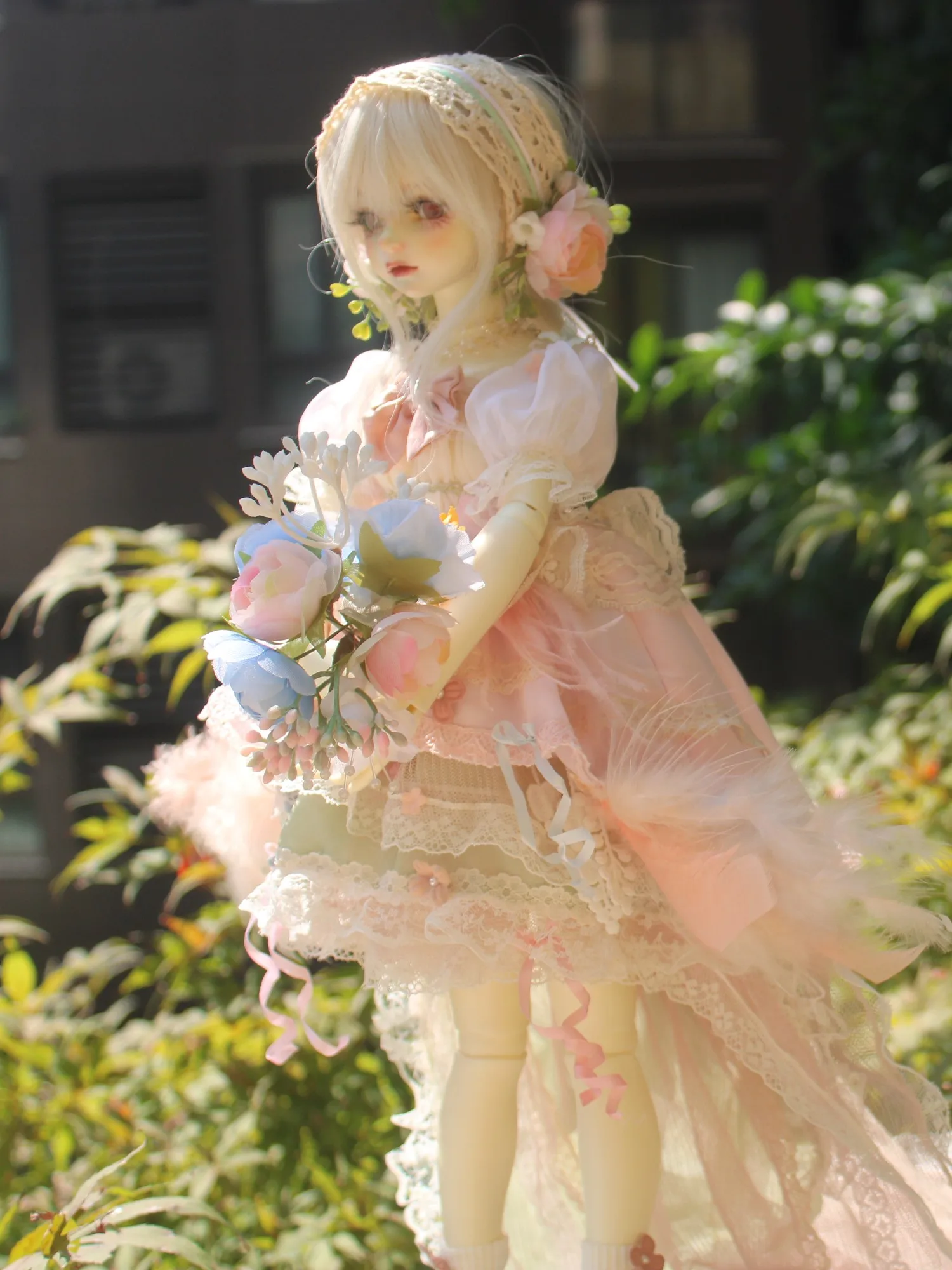 Doll clothes ，1/3 1/4 1/6 Doll skirt flower wedding color 