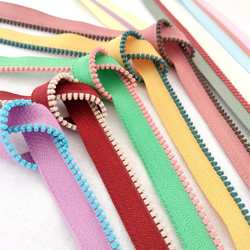 

Resin Zippers 3# DIY Handmade Accessory Sewing Garment Material one side 15 Colors Collocation Purses Bags 5yard/lot