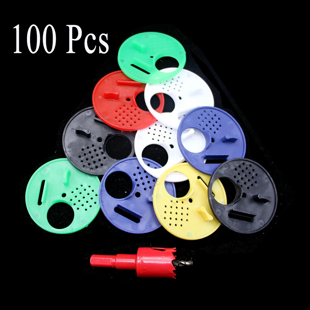 

100PCS Beekeeping Bee Supplies Ventilate Hole Round Beehive Rotary 53mm Entrance Gate Disc Plastic Nest Door M42 Metal Opener