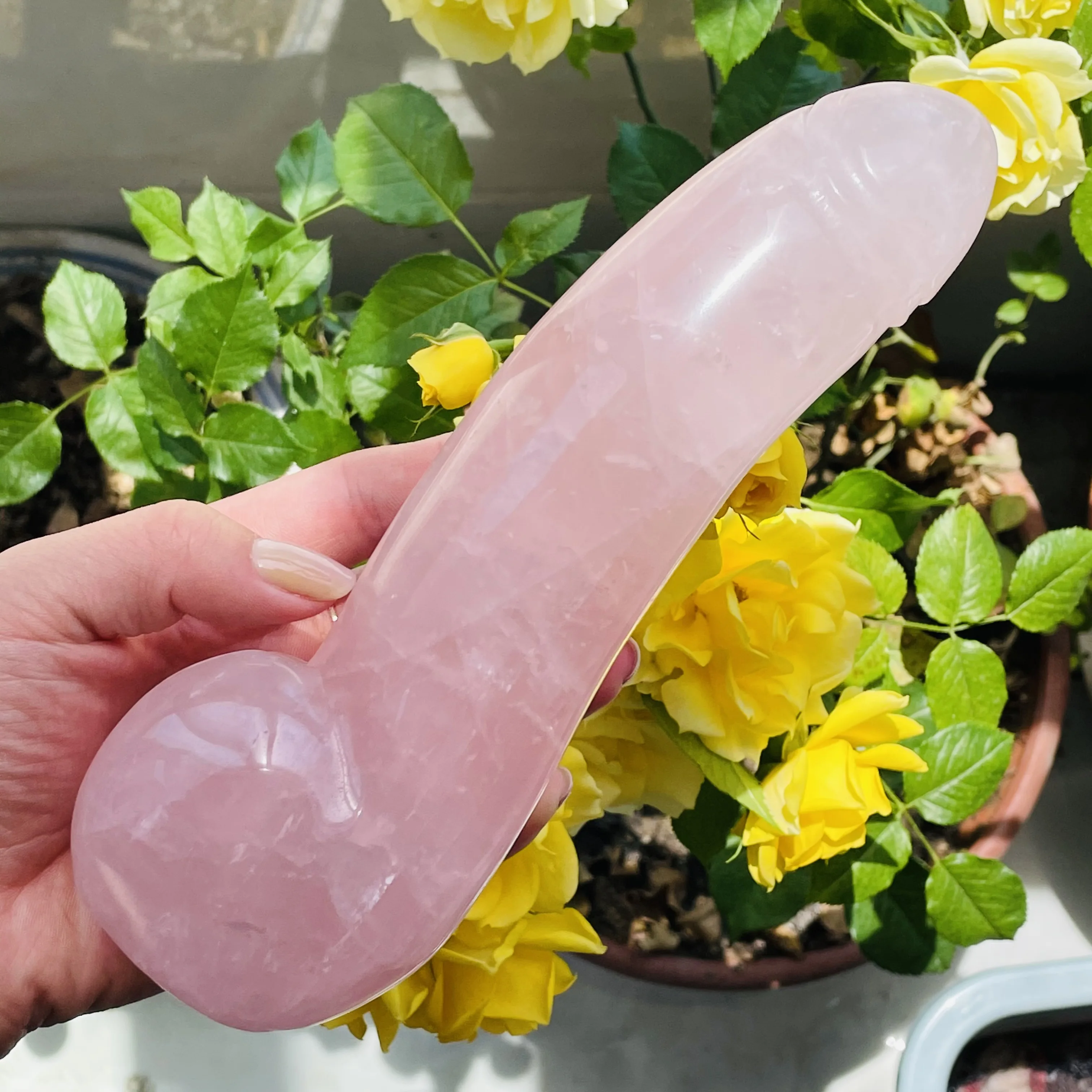 Large Natural Rose Quartz Crystal Massage Wand Gemstone for Women Health Smooth Polished