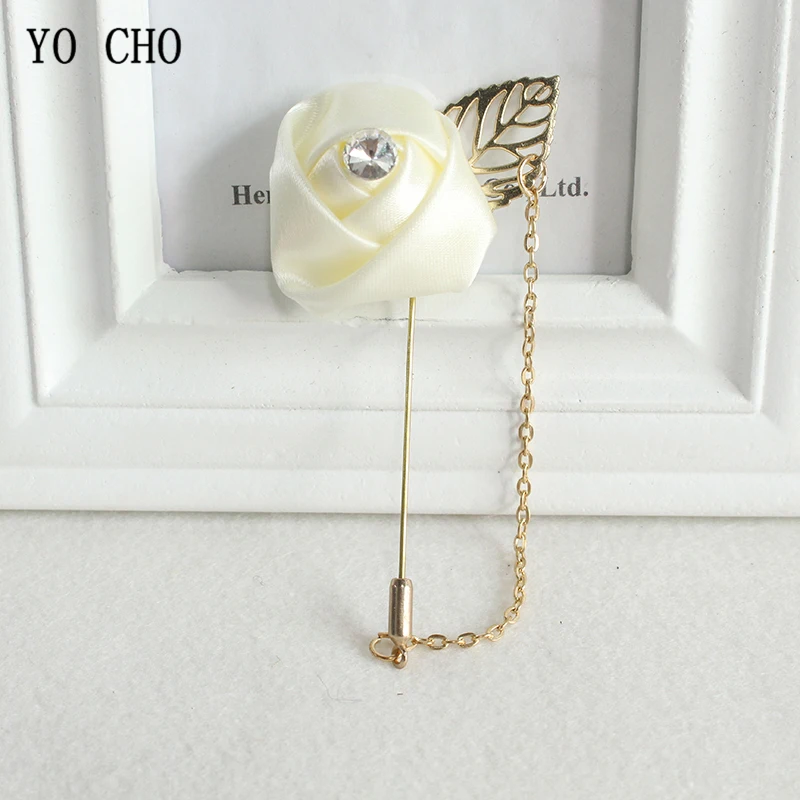 YO CHO – lot de 2 pièces de Corsage et boutonnières de mariage pour hommes, épingle de marié, en soie, Rose, fournitures pour planificateur de mariage, vente en gros