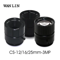 3.0Megapixel 3MP CS Mount 12/16/25mm CCTV Lens F1.4 for HD IP Cameras 1/2.5