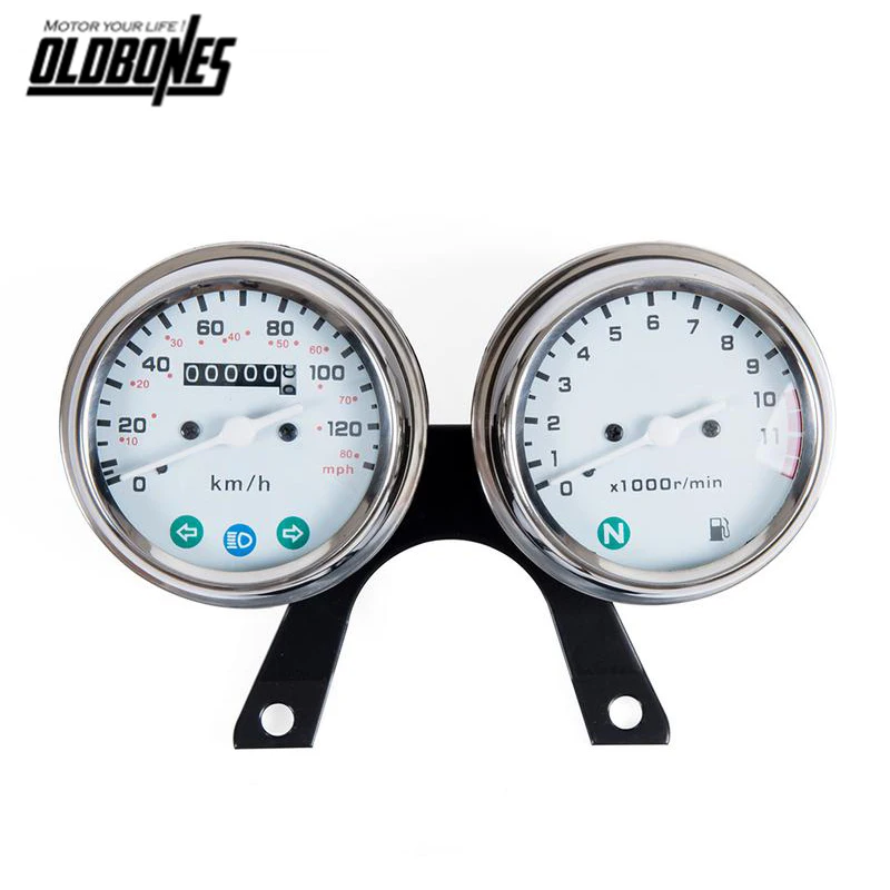 

New Stainless Steel Motorcycle Mechanical Odometer Speedometer And Engine Speed Instrument Cafe Racer