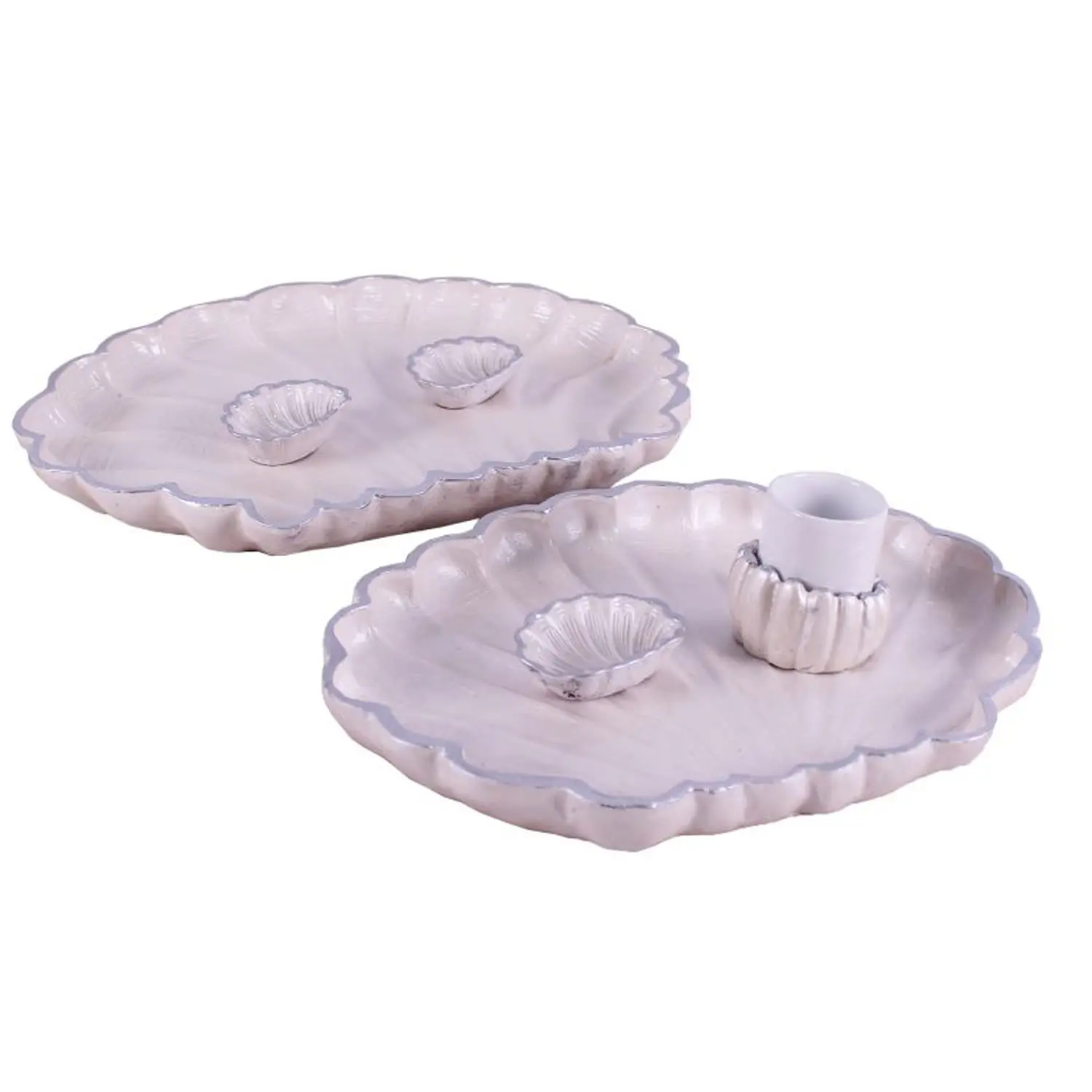 DOLBOVI Polyester Oyster Sea Shell Shaped Engagement tray 2 Set Gümüş-TE6017 tray поднос plateau de service