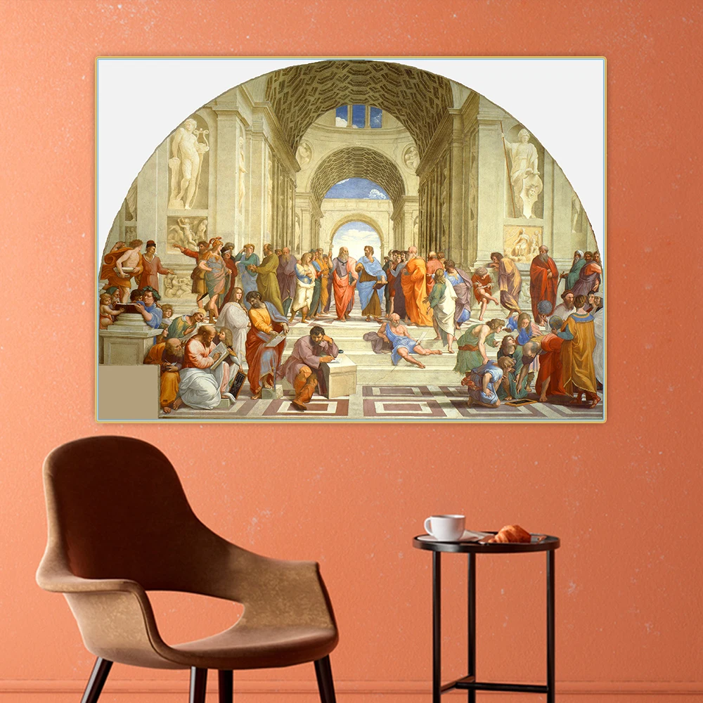 The school of Athens by Raffaello Santi Canvas Oil Painting Aesthetics Picture Art Backdrop Wall Hanging Decor Home Decoration