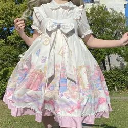 Japanese Kawaii Cute Dress Woman Soft Vintage Daily Sweet Lace Princess Lolita Sleeveless Soft Girls Gothic Cosplay