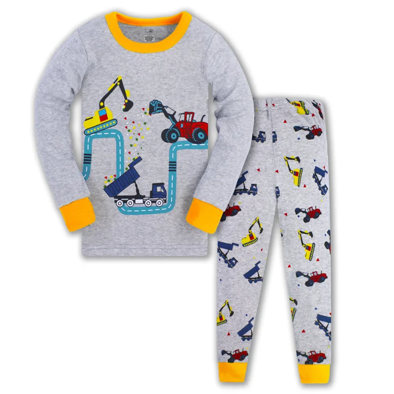 Jumping Meters New Long Sleeve Autumn Winter Boys Pyjamas Sets Top + Pant  Excavator Print Fashion Baby Clothes Sleepwear Home