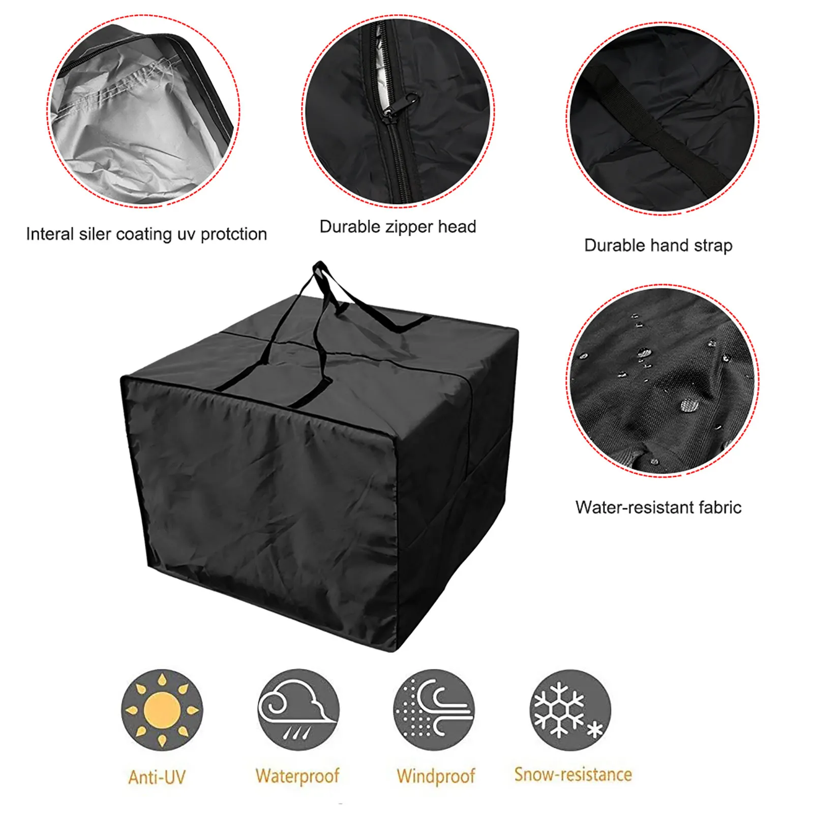 Large Capacity Storage Bag Furniture Seat Cushions Outdoor Garden Storage Bag Seat Protective Cover Waterproof Multi-Function