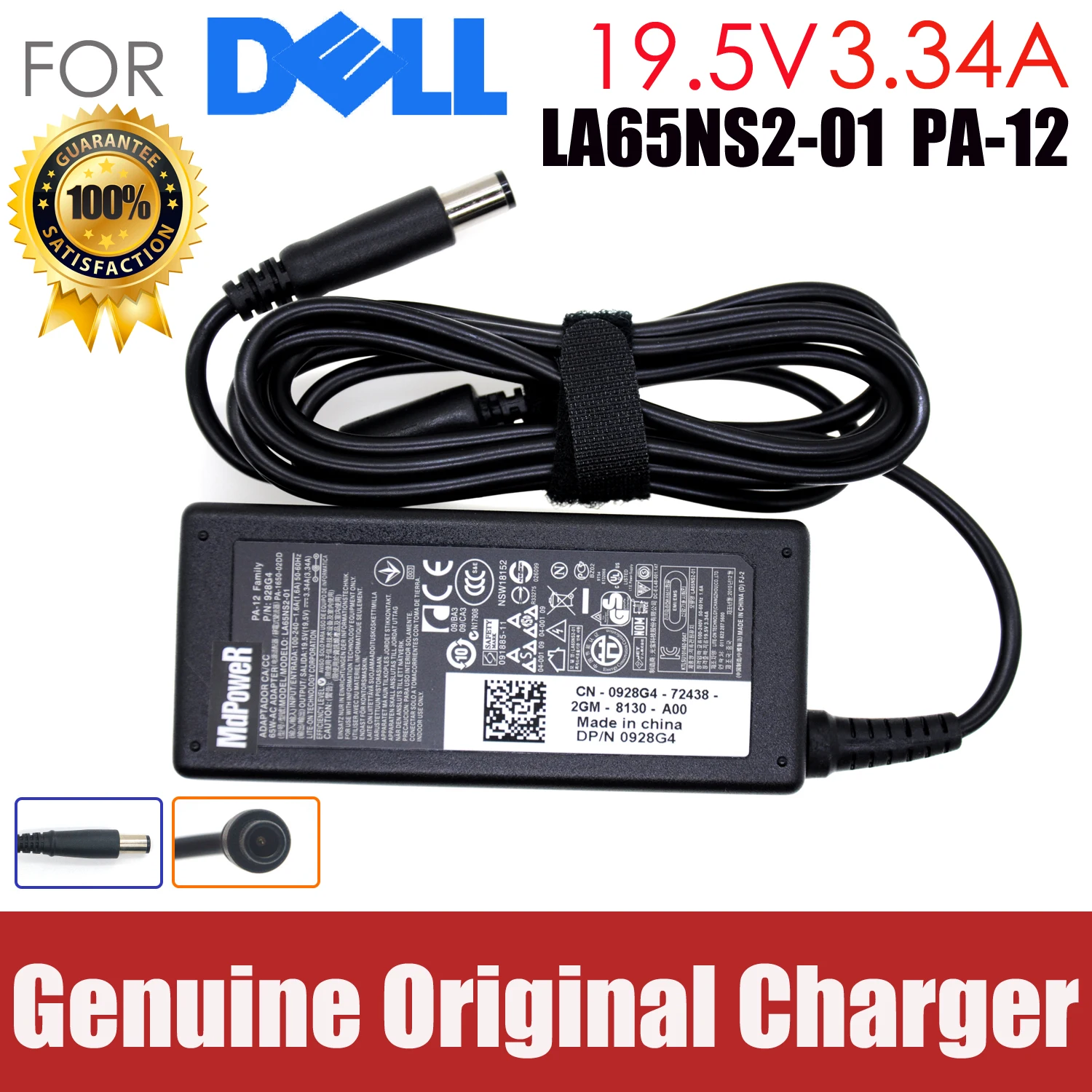 original 195v 334a 15 65w ac carregador adaptador para dell latitude3000 3550 3560 ha65ns500 la65nm130 la65ns1 00 la65ns2 01 01