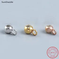 Silicone Filled Bead Real Pure Solid 925 Sterling Silver Spacer Stop Beads With Ring End Bead DIY Jewelry Making Findings