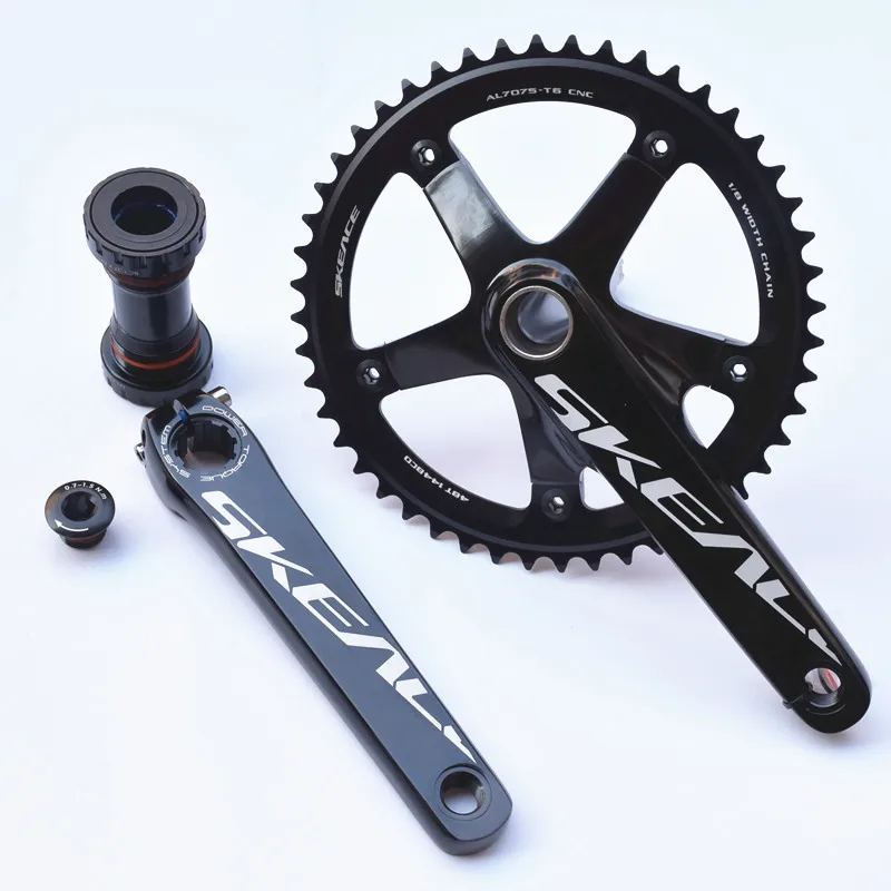 SKEACE Alumniun Alloy Crankset Fixed Gear Crank 48T 165mm BCD144 Single Speed TRACK BIKE Bicycle Chainwheel Including Axis BB