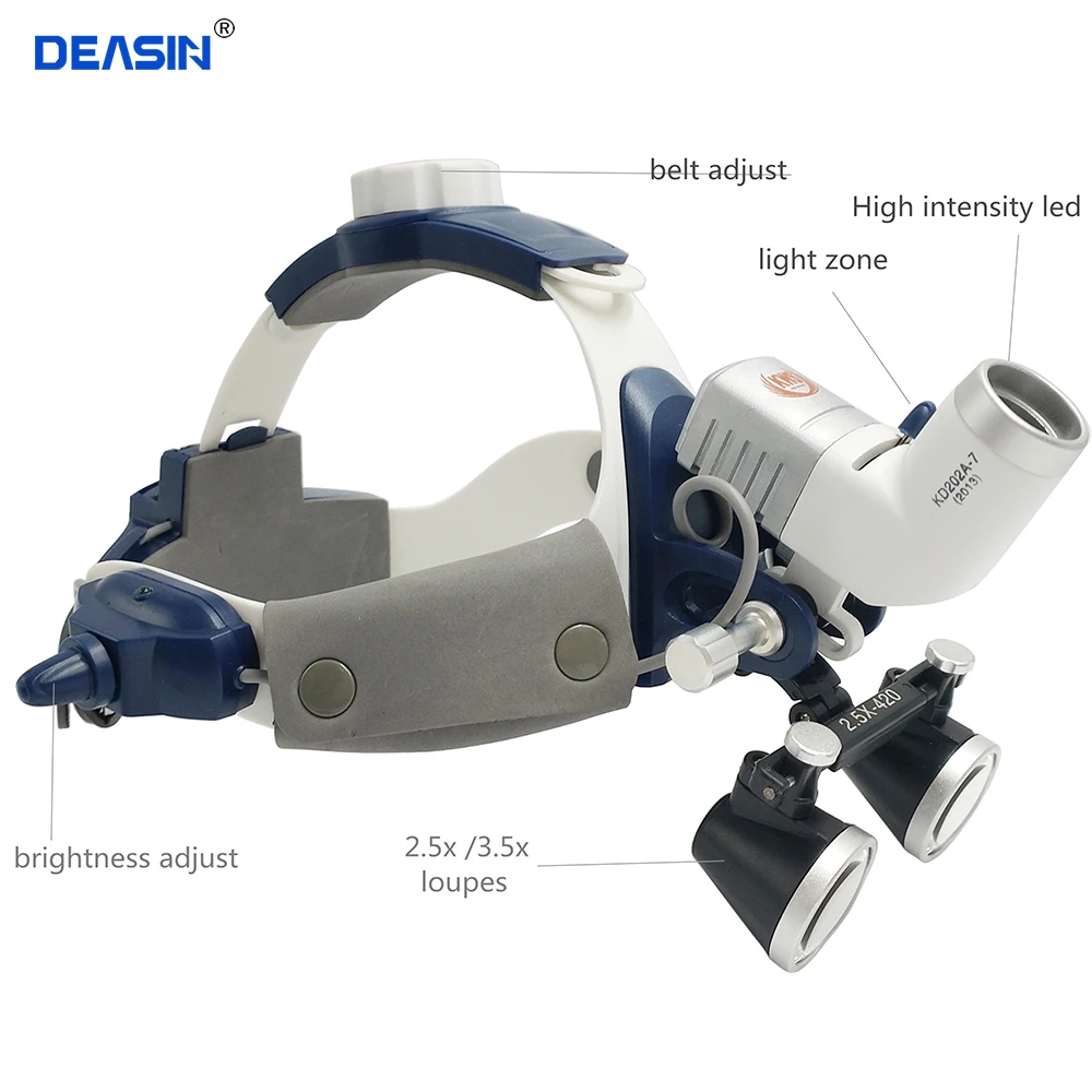 High Quality New 5W LED Surgical Head Light dental Lamp All-in-Ones Headlight with loupes 2.5X , 3.5X extra battery dentistry