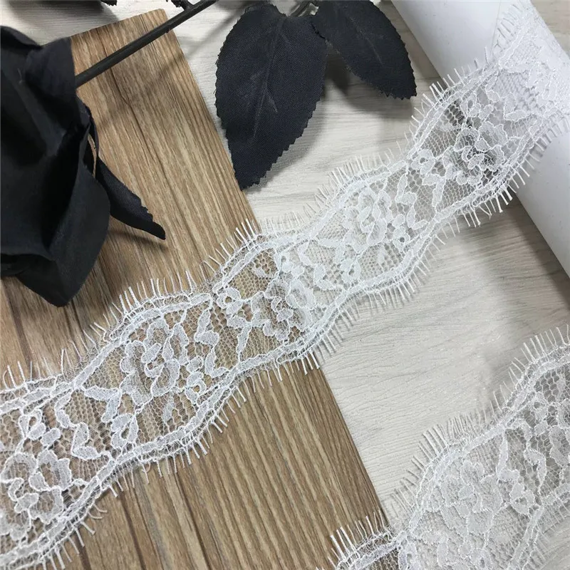 9M Thin Lace Trim 5.5cm Navy Blue Eyelash Lace Black White Chantilly Lace Fabrics Wine DIY Clothes Accessories Lace For Crafts