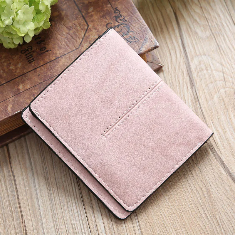 Women's Short Vertical Style Billfold Wallet Purse PU Leather Card Holder Luxury Case Pink Casual Multi-Card Slots Money Bag New