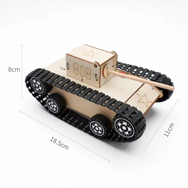 STEM Toys DIY Wooden 3D Tank Model Science Kit STEAM Assembly Toys Physics Electronic School Project Scientific Experiment Toys