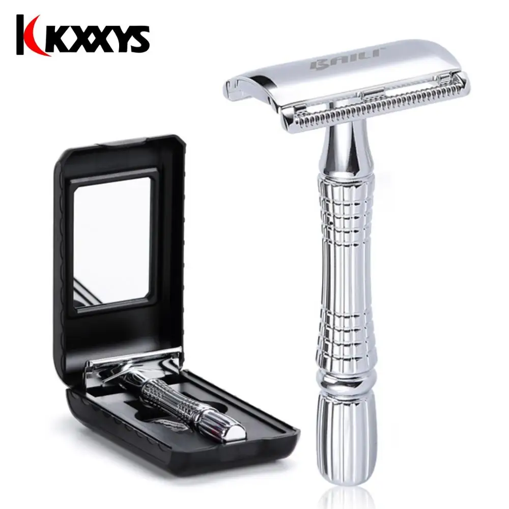 Razor Mens Adjustable Shaving Double Edge Classic Safety Razor Blade Beard Hair Cut Personal Care +1 Blade +1 Travel Case BT171