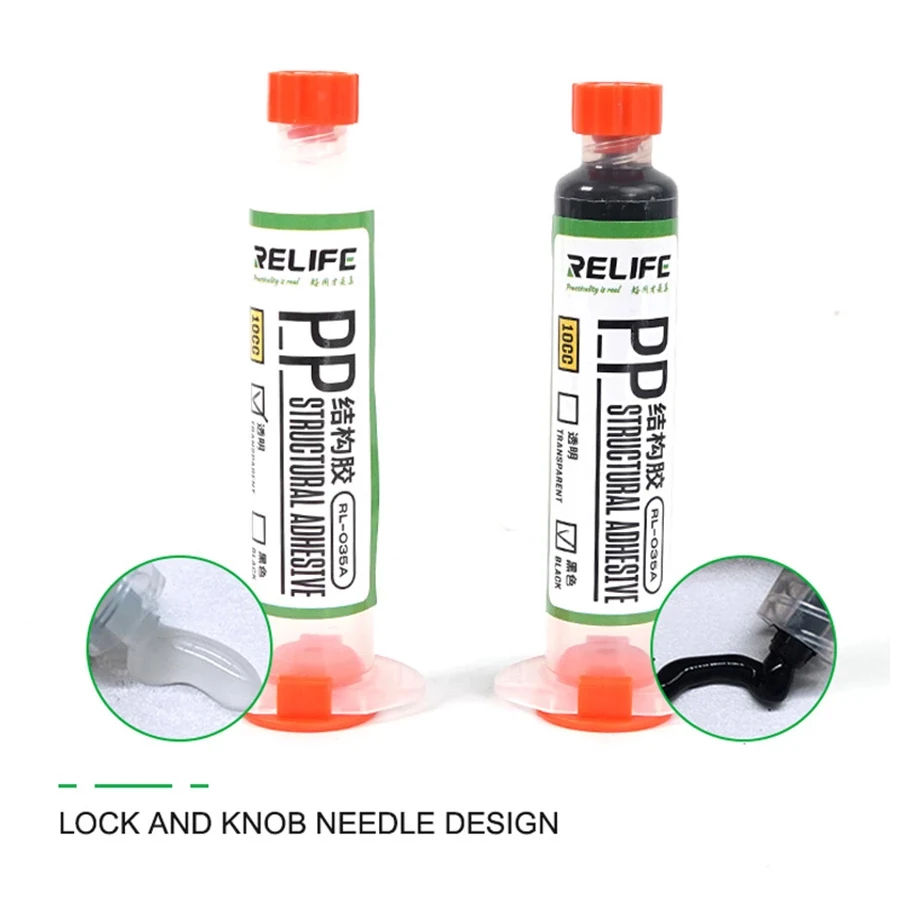 RELIFE PP Cấu Trúc Dính Phát Hiện Cho Điện Thoại Khung Viền Nắp Sau Chân Đế Liên Kết Đen Trong Suốt Có Keo Hộp Đựng
