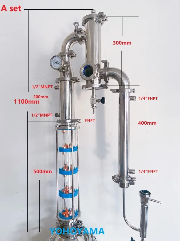 

NEW 3"(76mm)OD91 Sanitary Distiller Column,Reflux Tower Combination With 5 Floors 3" Distillation Column And Gin Basket Set