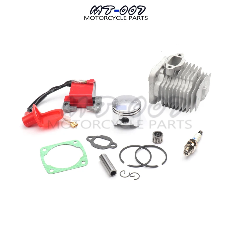 44mm Cylinder Piston Kit with L7T Spark Plug Ignition Coil Cylinder Piston Kit for 2stroke 47cc 49cc mini ATV and Pocket Bike