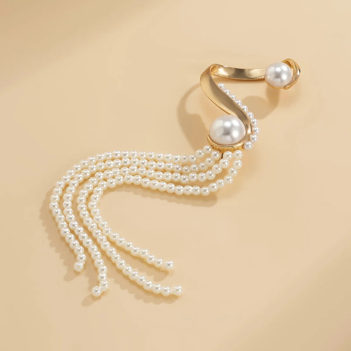 DIEZI One Piece Korean Long Tassel Earrings Girls No ear Piercing Full Pearl Big Clip Earrings For Women Gift Jewelry Ear Cuff